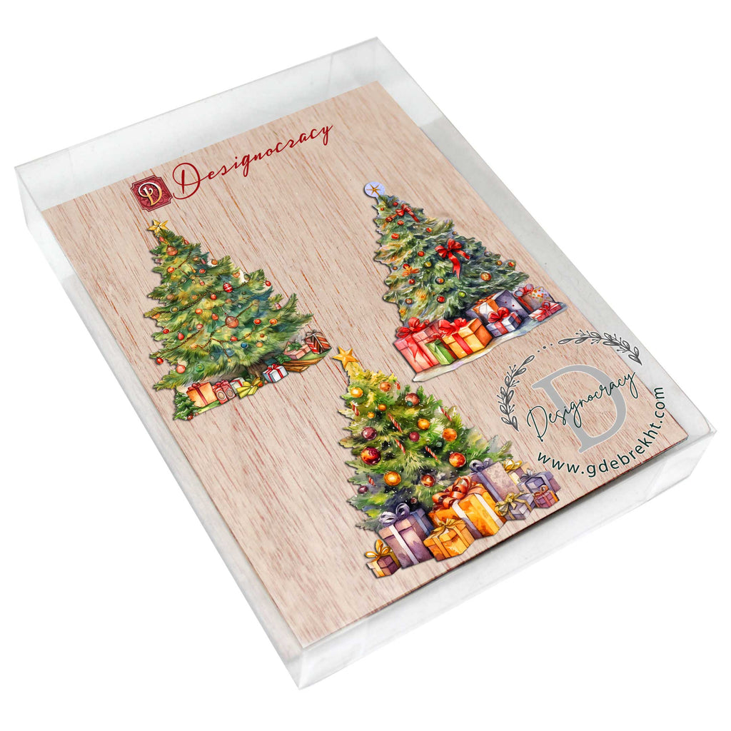 Christmas Tree Decorative Eco Wood Ornaments Set of 3 by G. Debrekht - Christmas Decor - 8091044-S3