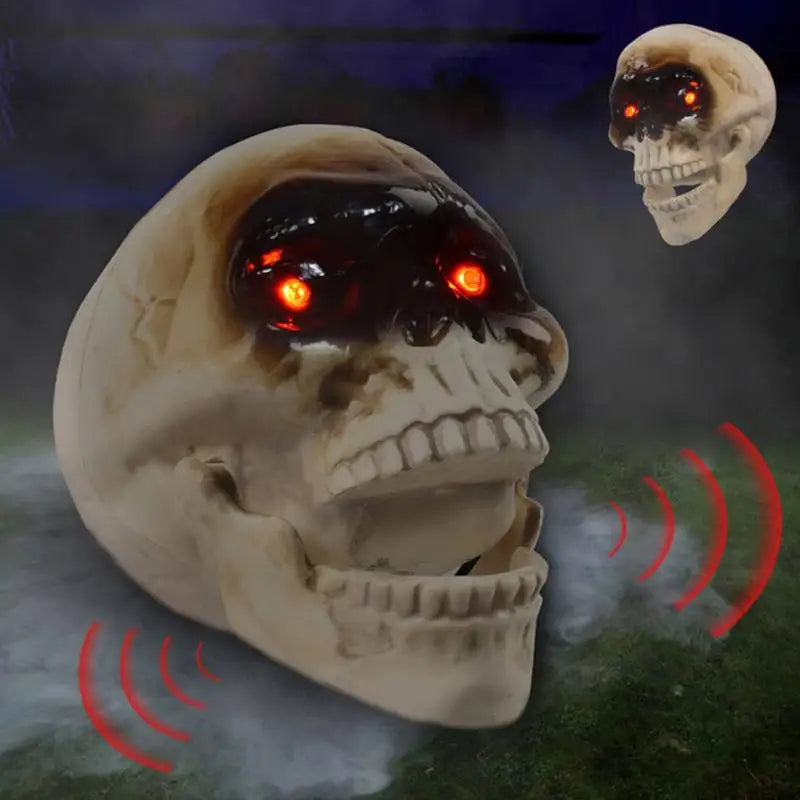 Animated Skull Head Decoration – Halloween Haunted House Prop