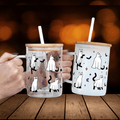 Ghost Cat Glass Can Cup 16 oz – Spooky Iced Coffee Glass