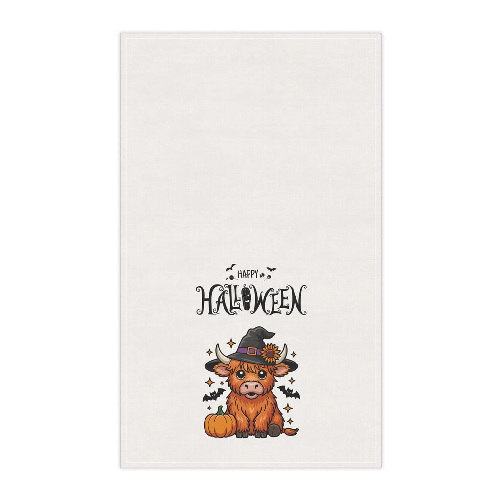 Highland Cow Halloween Kitchen Tea Towel 18x30