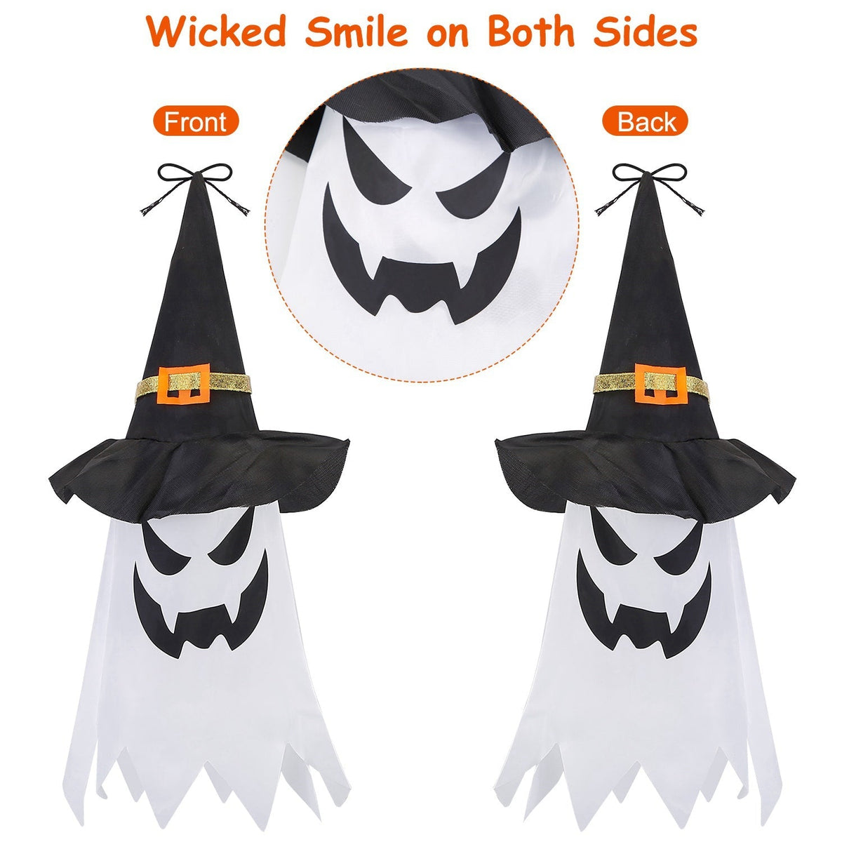 Ghost & Witch Hat Hanging Lantern String Lights – 11.6 ft