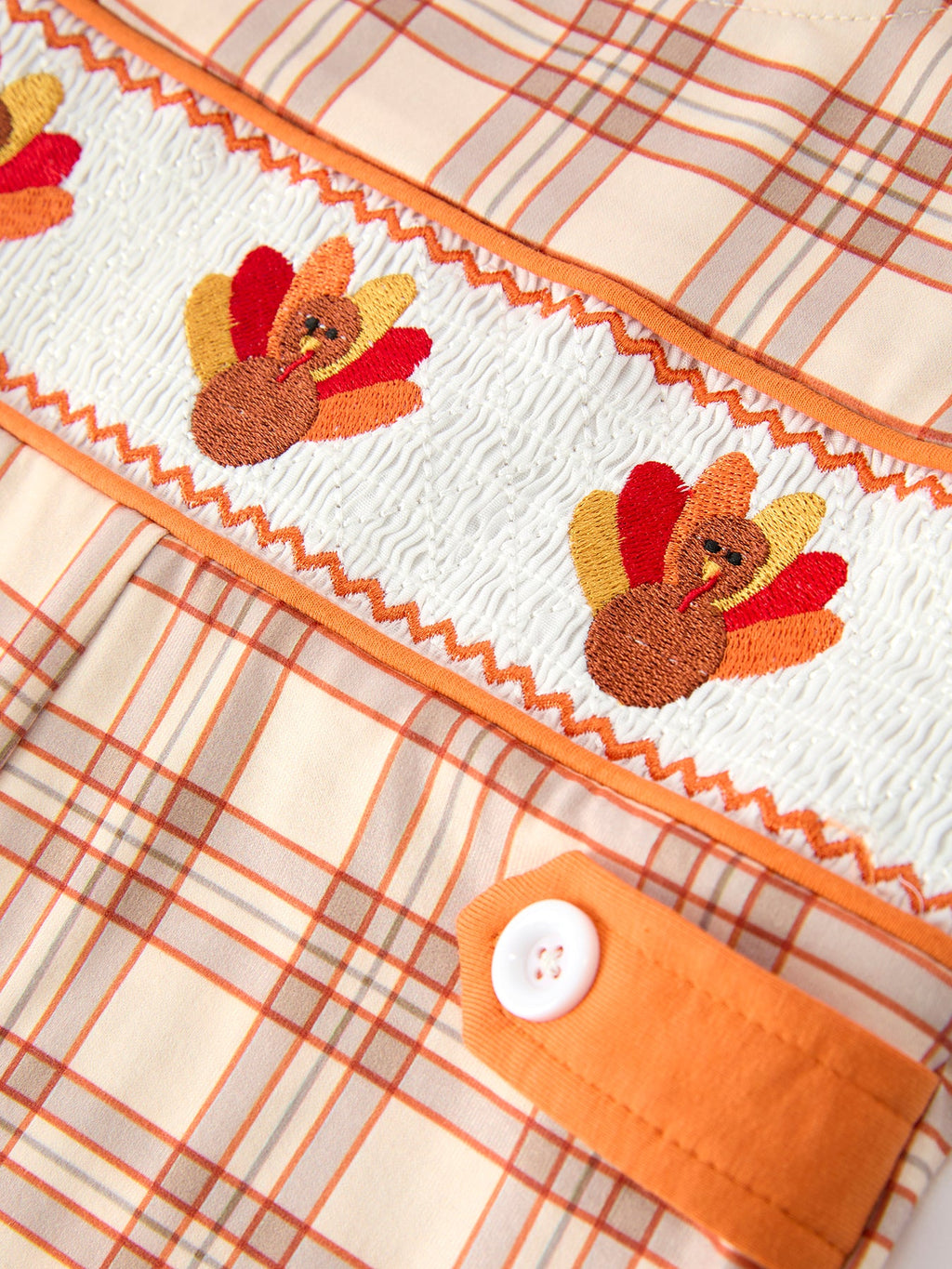 Baby Thanksgiving Turkey Plaid JonJon Romper