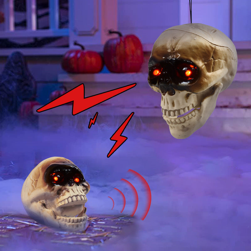 Animated Skull Head Decoration – Halloween Haunted House Prop