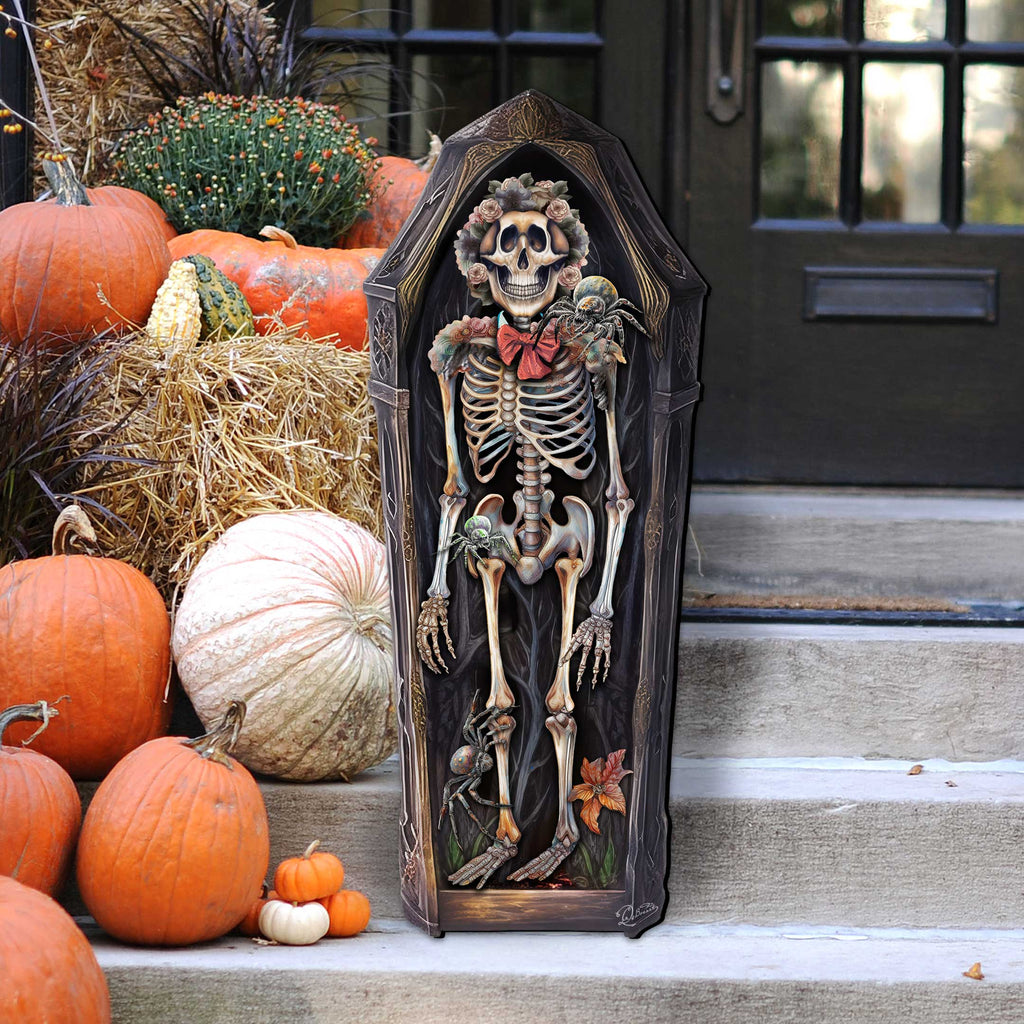 Skeleton Coffin Wooden Door Hanger – Halloween Decor