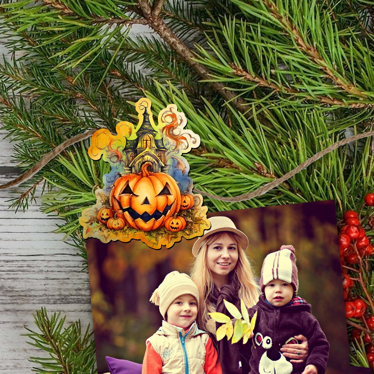 Spooky Houses Clip-On Wood Ornaments, Set of 6