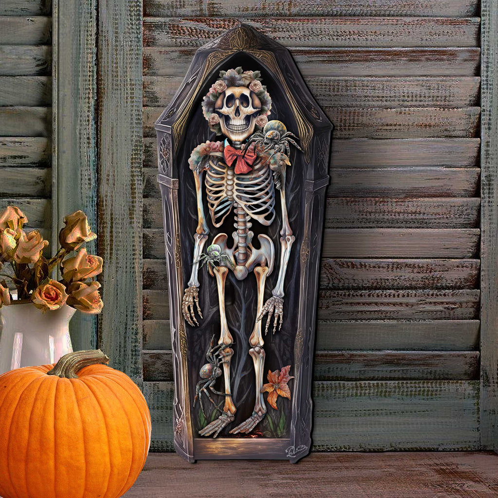 Skeleton Coffin Wooden Door Hanger – Halloween Decor