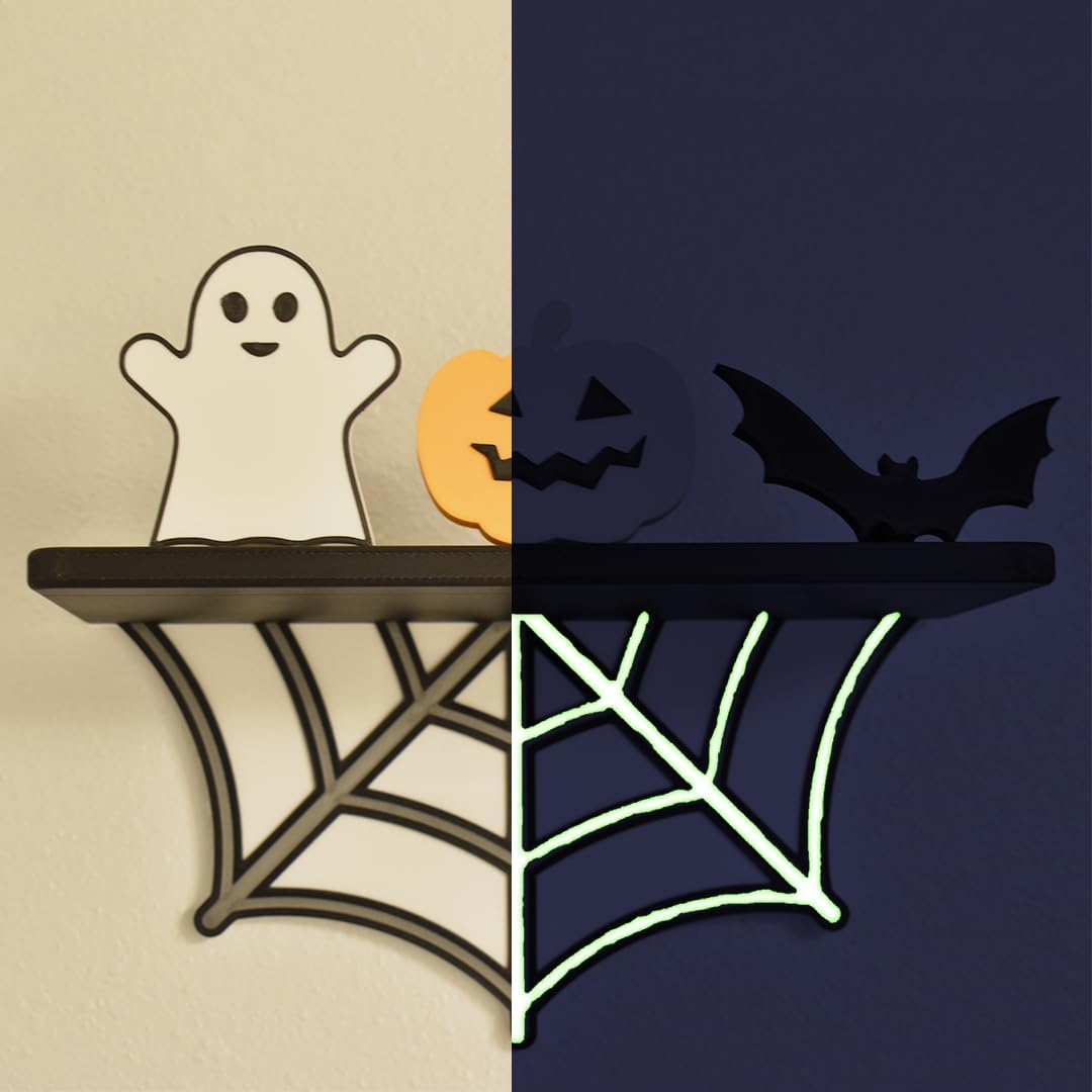 Spider Web Floating Shelf | Spooky Halloween Decor Shelf | 9" Wide x 5" Deep | Made in USA