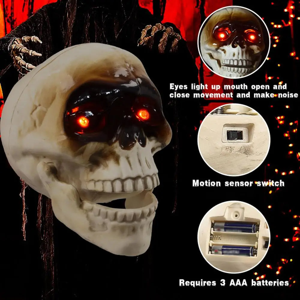 Animated Skull Head Decoration – Halloween Haunted House Prop