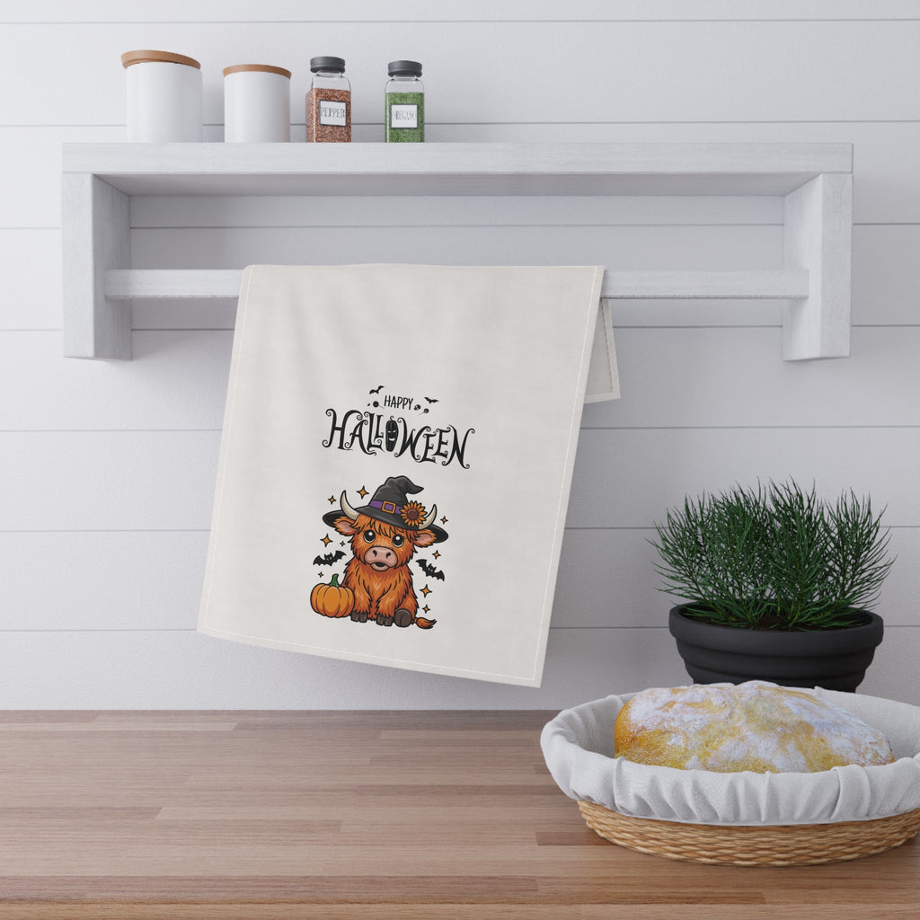 Highland Cow Halloween Kitchen Tea Towel 18x30