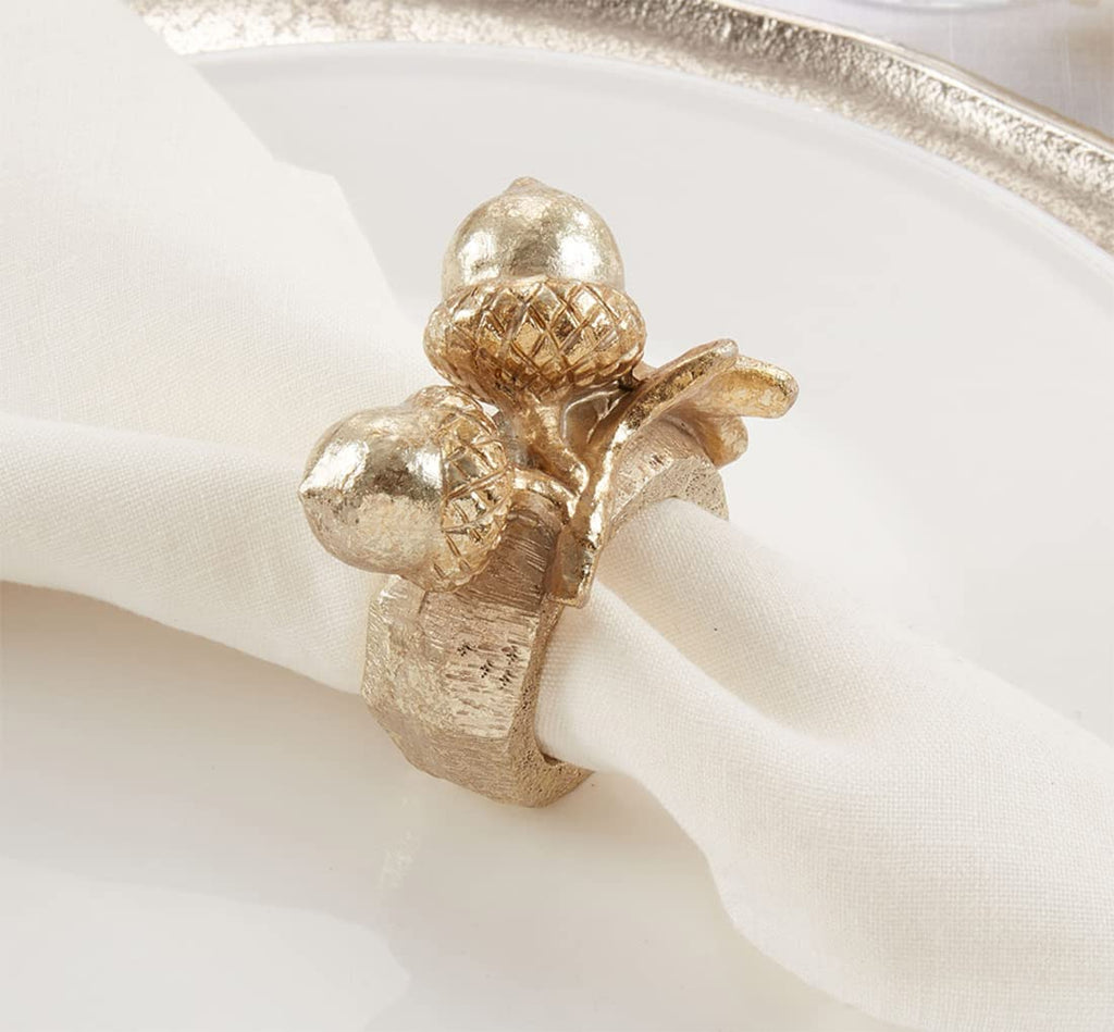 Gold Acorn Napkin Rings, Set of 4 – Thanksgiving Table Decor