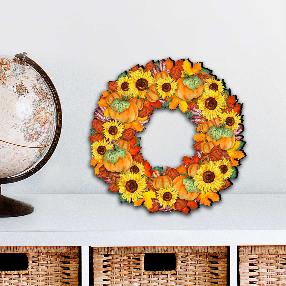 Fall Holiday Door Wreath by G. DeBrekht - Thanksgiving Halloween Decor - 8185305H