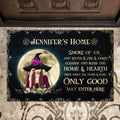 Personalized Witch Doormat - Gift Idea For Halloween/Wiccan Decor/Pagan Decor - Jennifer's Home Check Ya Energy Before You Come In This Home
