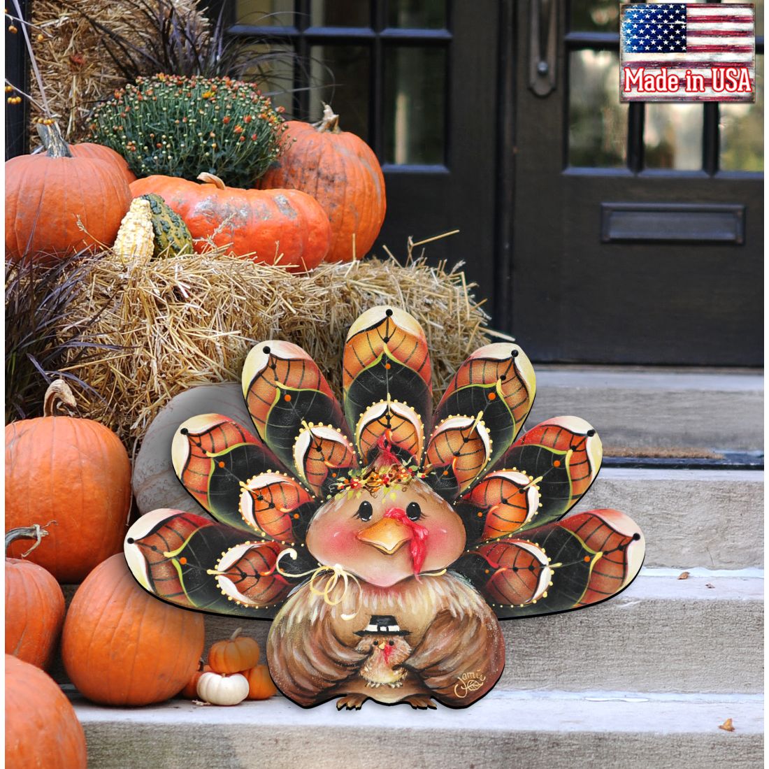 Be Thankful Turkey Sitter Door Decor by Jamie Mills-Price - Thanksgiving Halloween Decor - 8457702H