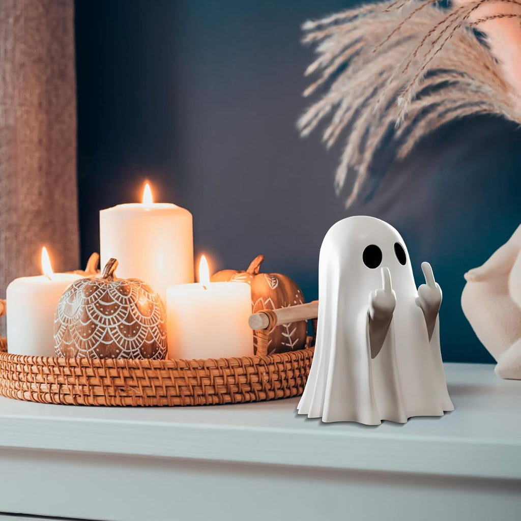 Cute Resin Ghost Figurine – Spooky Shelf & Porch Decor
