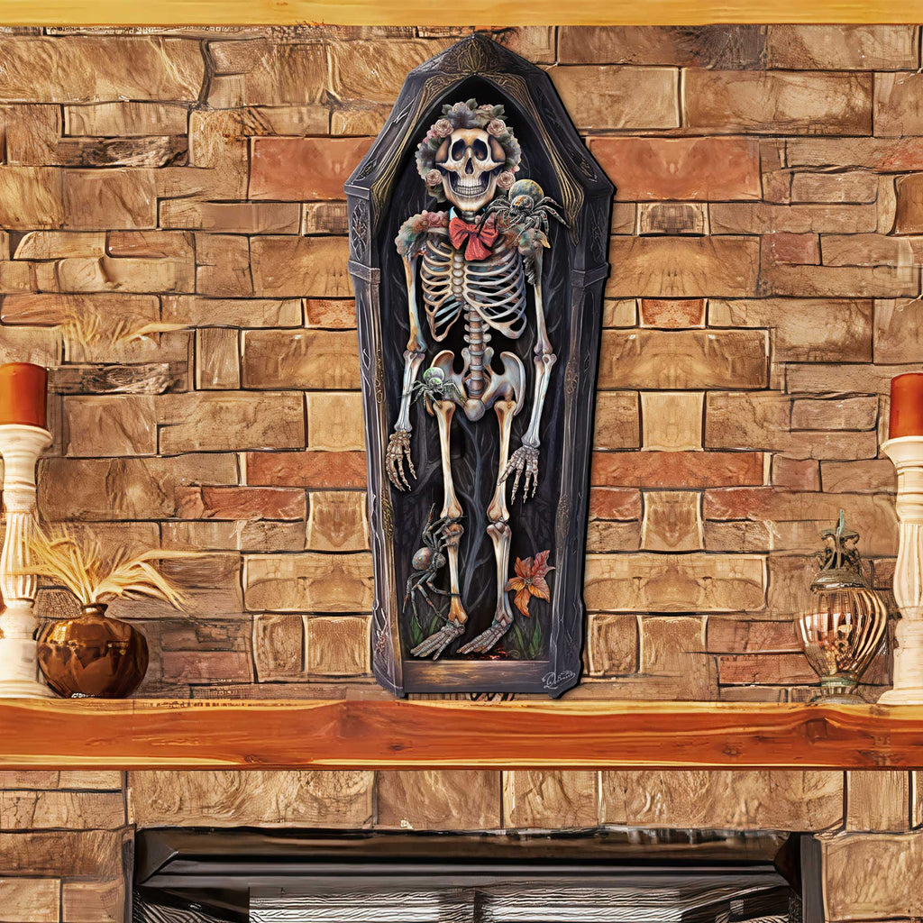 Skeleton Coffin Wooden Door Hanger – Halloween Decor