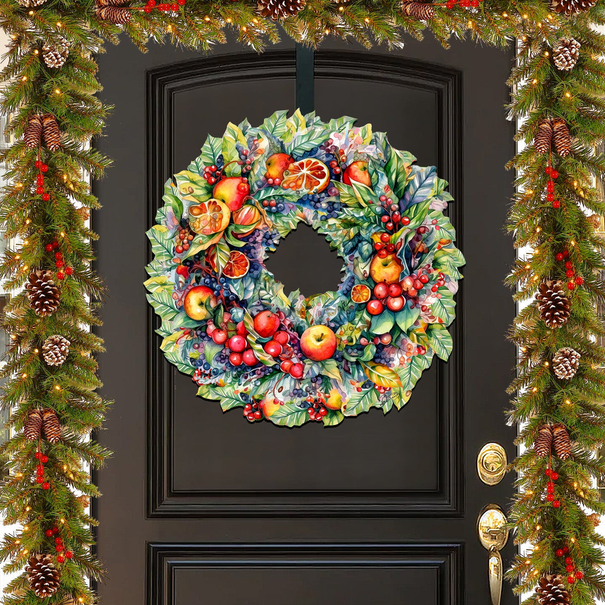 Summer Harvest Fruit Wreath Holiday Door Decor by G. Debrekht - Fall Halloween Decor - 8611071H