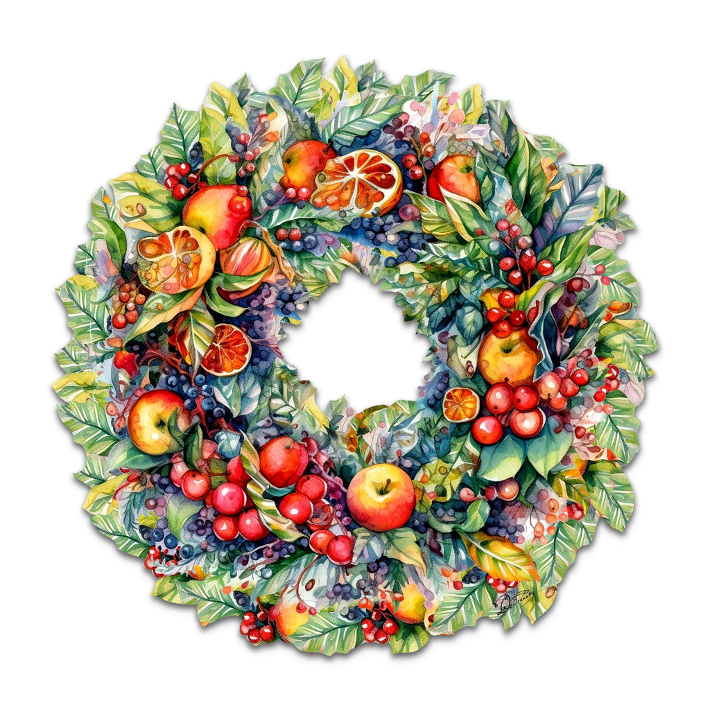 Summer Harvest Fruit Wreath Holiday Door Decor by G. Debrekht - Fall Halloween Decor - 8611071H