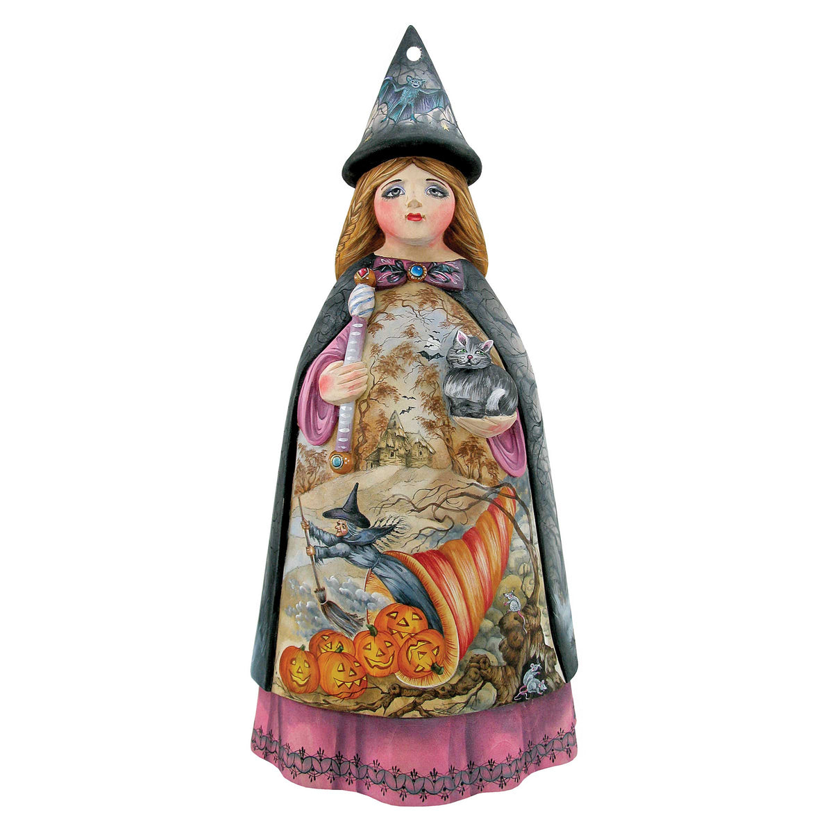 Witch & Pumpkins Wooden Door Hanger – Halloween Decor