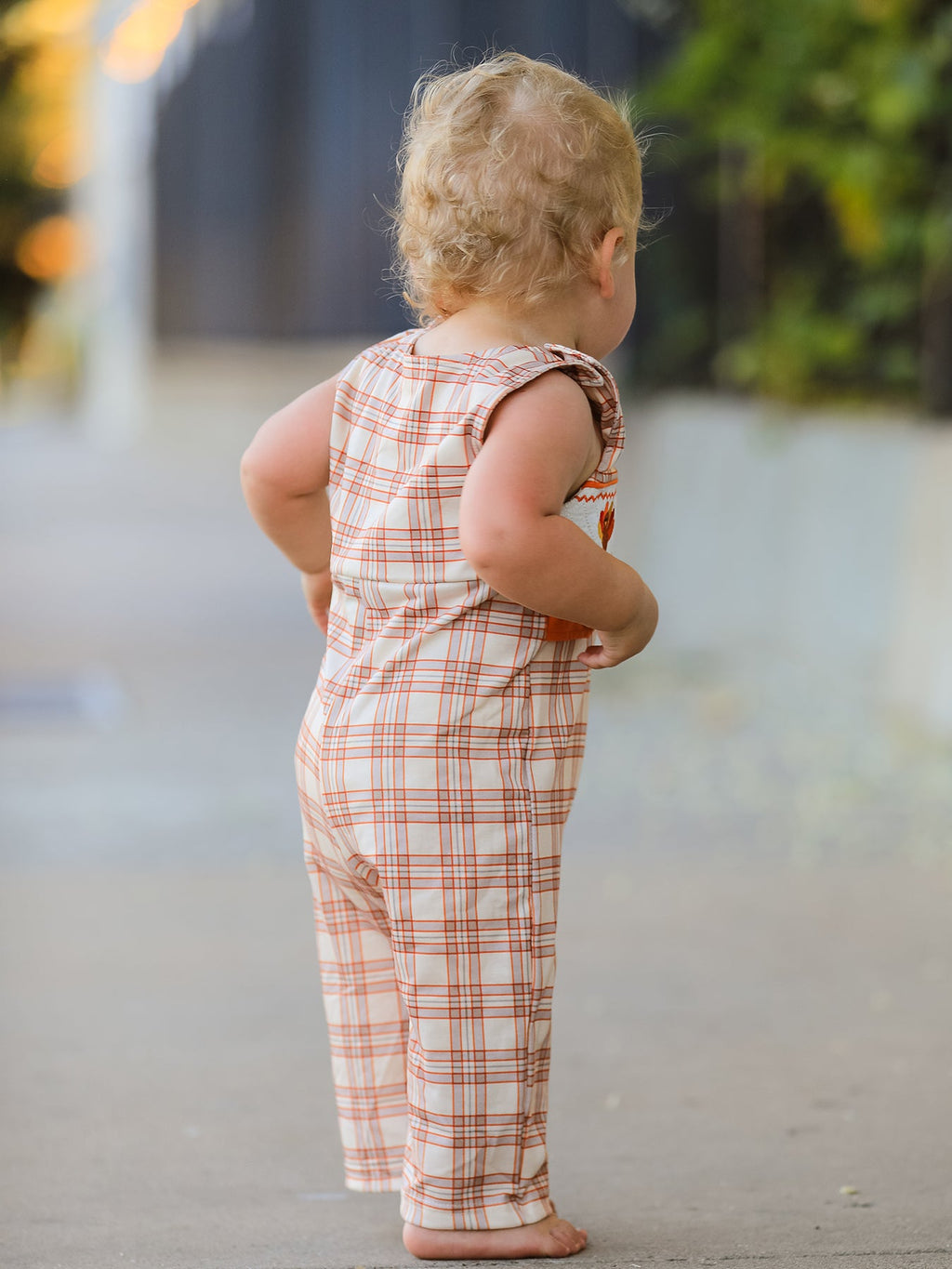 Baby Thanksgiving Turkey Plaid JonJon Romper