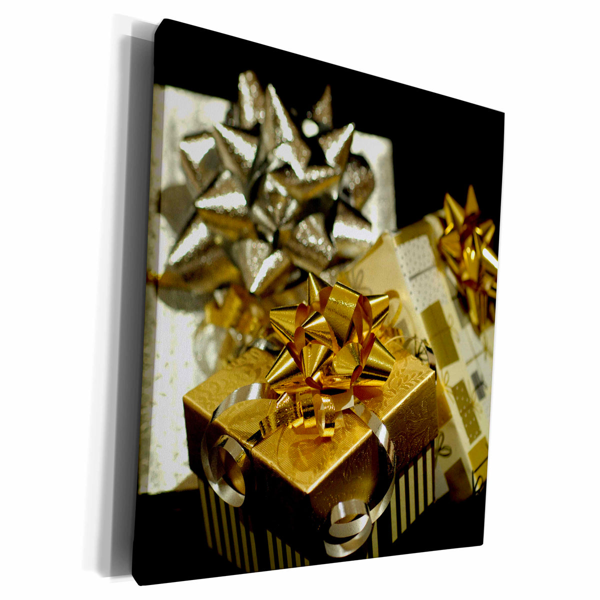 3dRose Gold, silver gift box, Holiday Presents - LI09 CMI0008... - Museum Grade Canvas Wrap (cw_83237)
