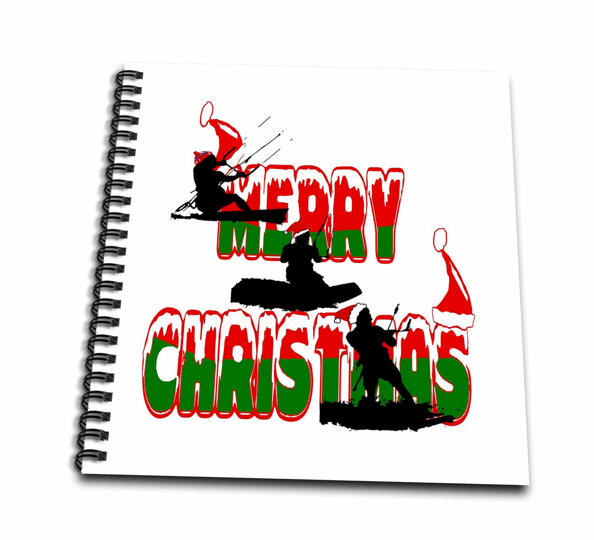 3dRose Festive Merry Christmas Seasonal Holiday Kitesurfing - Drawing Books (db-384860)