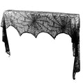 Black Lace Spiderweb Mantel Scarf – 96" x 18" Halloween Decor