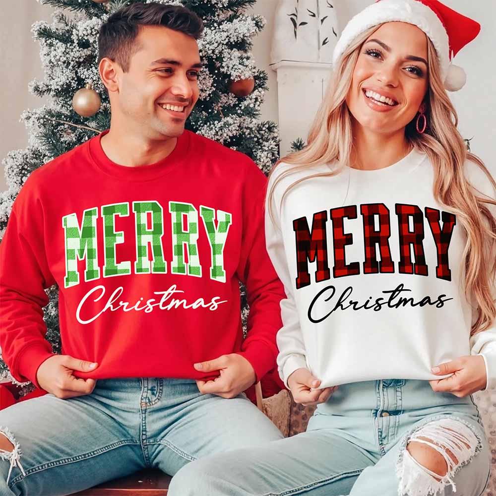 Buffalo Plaid Merry Christmas Sweatshirt – Family Match
