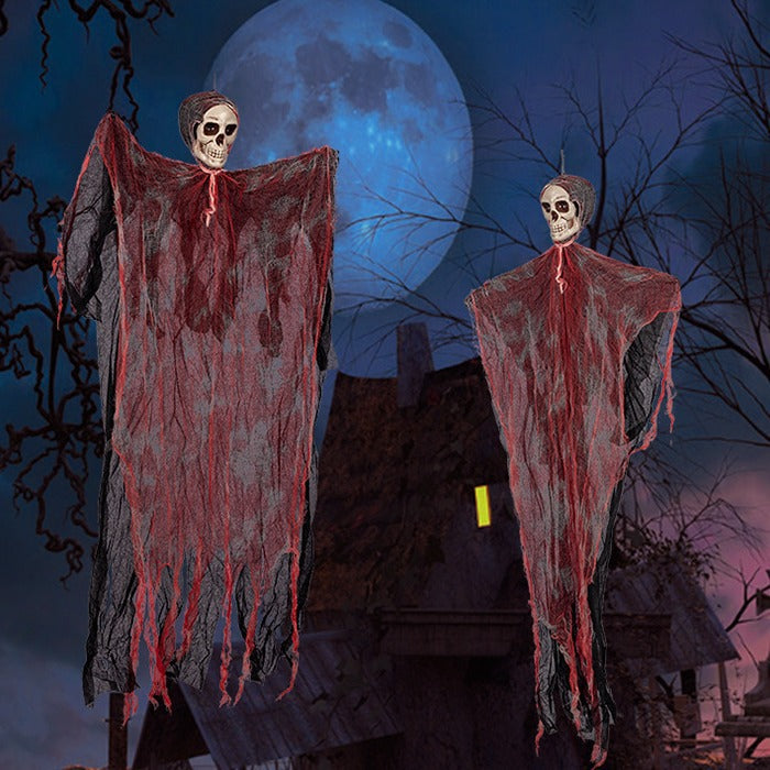Bloody Hanging Ghost with Spider Web – Porch Decor