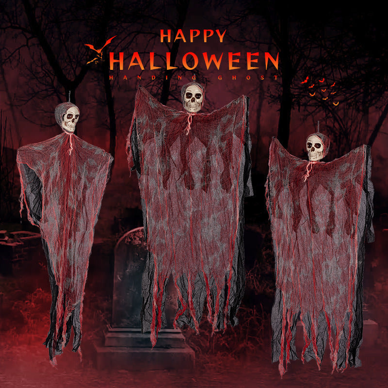 Bloody Hanging Ghost with Spider Web – Porch Decor