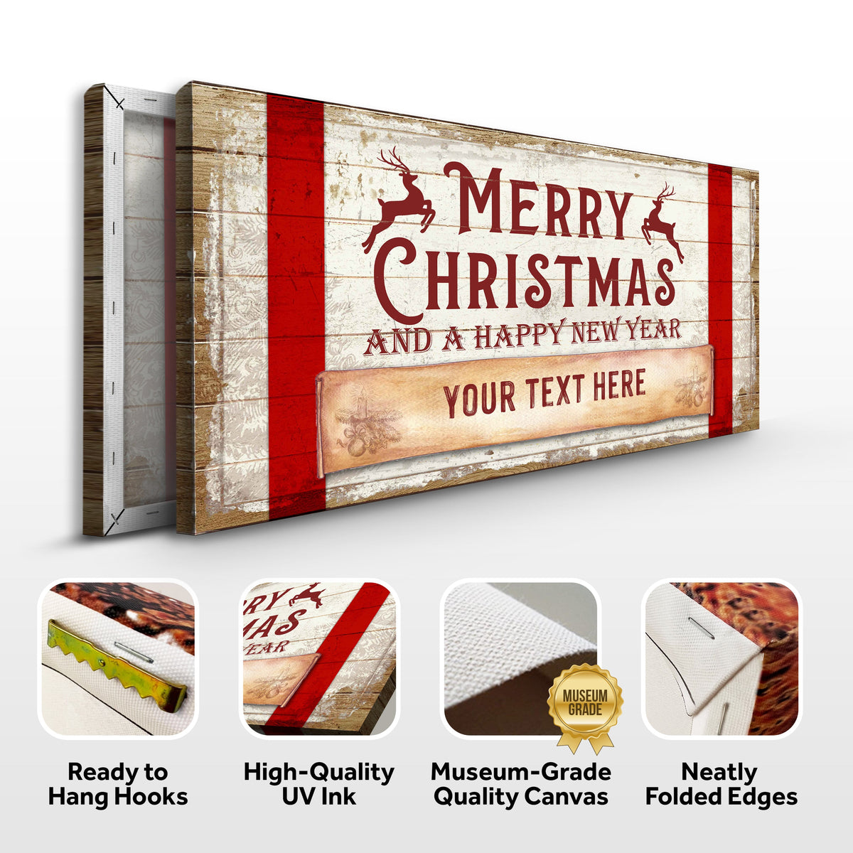 Merry Christmas & Happy New Year Canvas Wall Sign