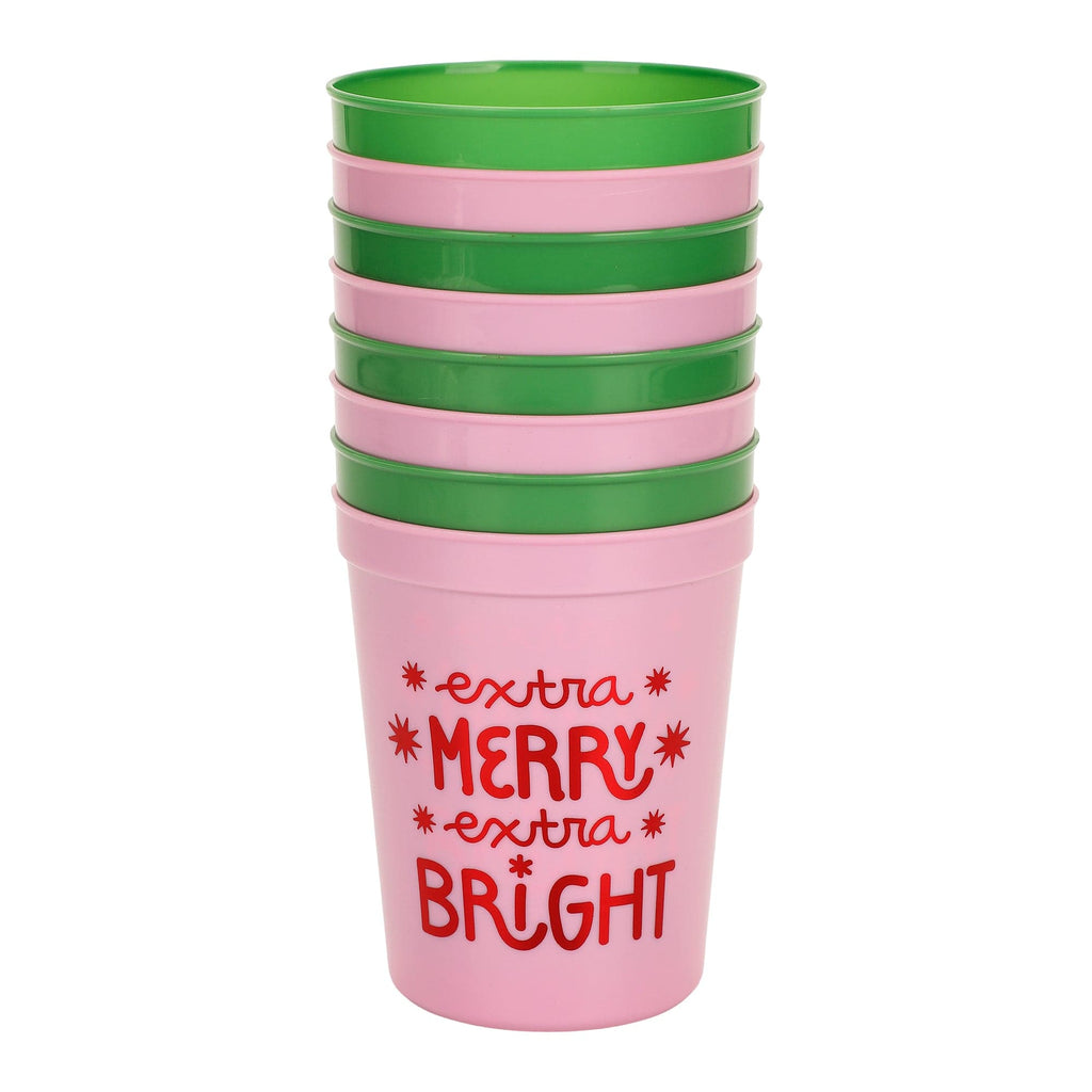 Extra Merry & Bright Reusable Party Cups, Set of 8