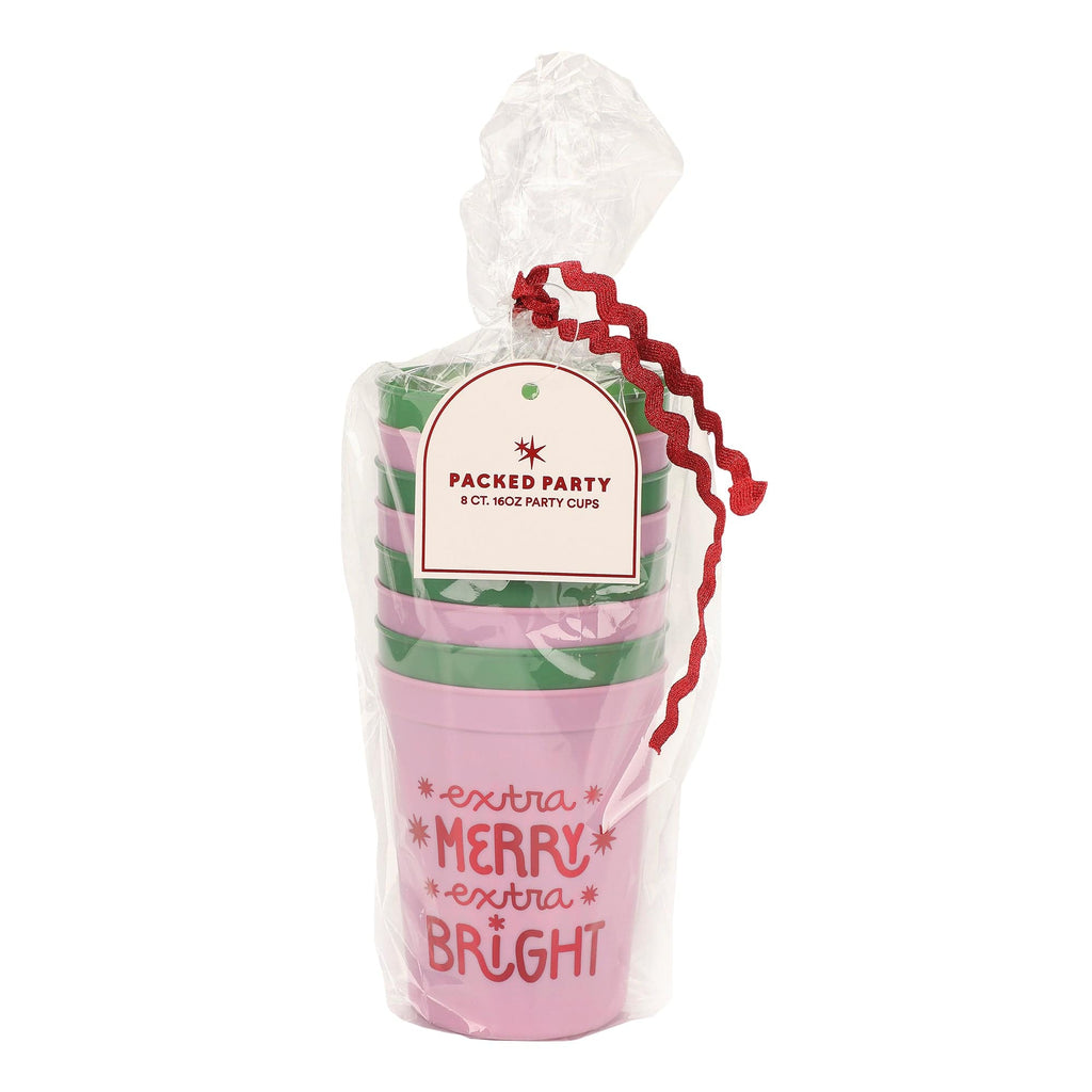 Extra Merry & Bright Reusable Party Cups, Set of 8