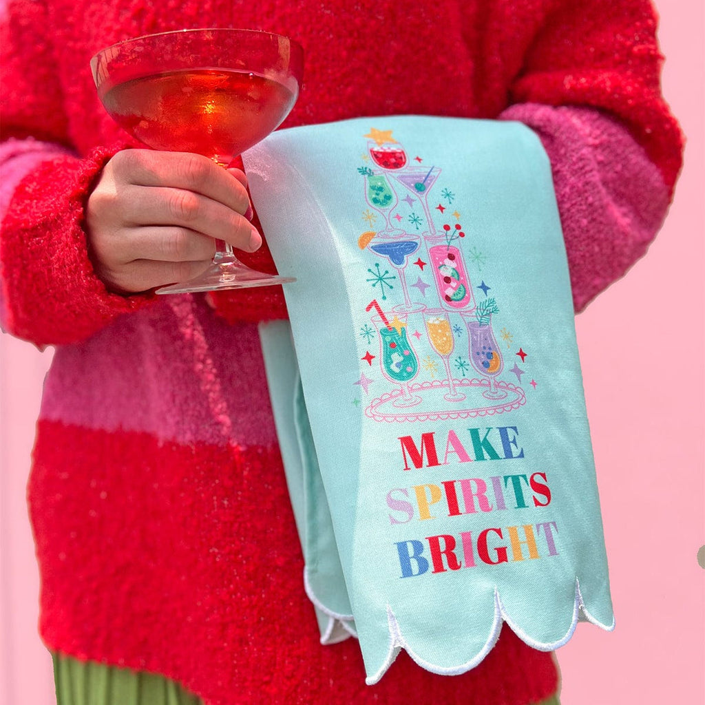 Make Spirits Bright Holiday Tea Towel – Bar Cart Decor