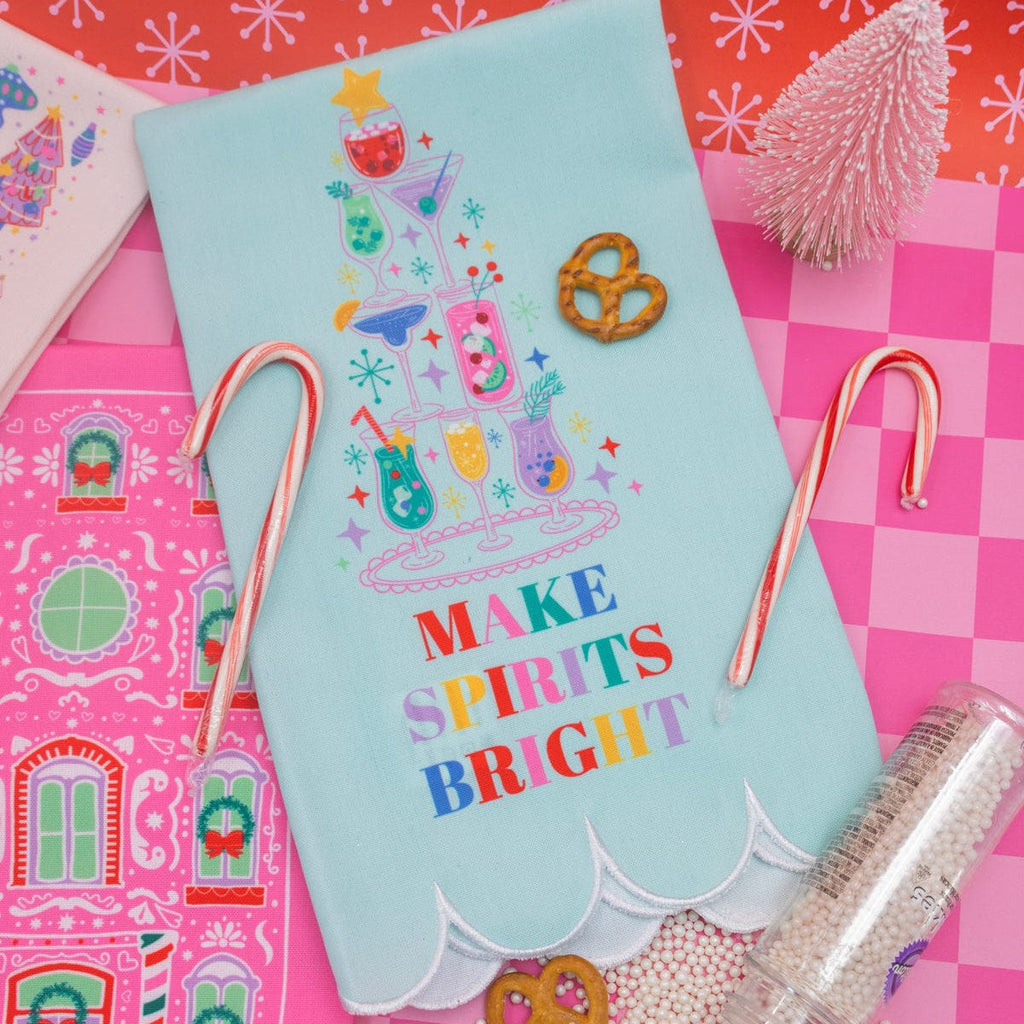 Make Spirits Bright Holiday Tea Towel – Bar Cart Decor