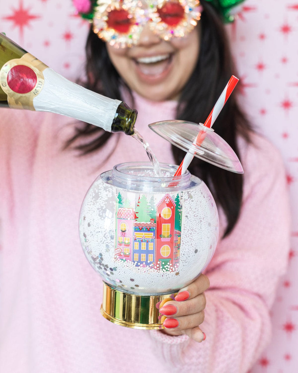 Snow Globe Holiday Village Sipper Cup 12 oz