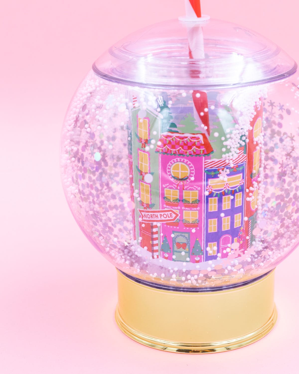 Snow Globe Holiday Village Sipper Cup 12 oz