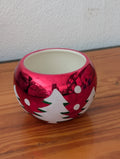 Vintage Red Glass Christmas Votive Holder