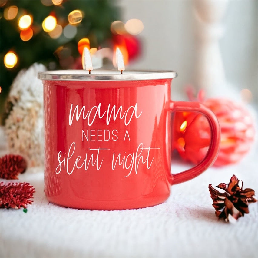 Holiday Candle Mug 16 oz – Reusable Red Metal Mug