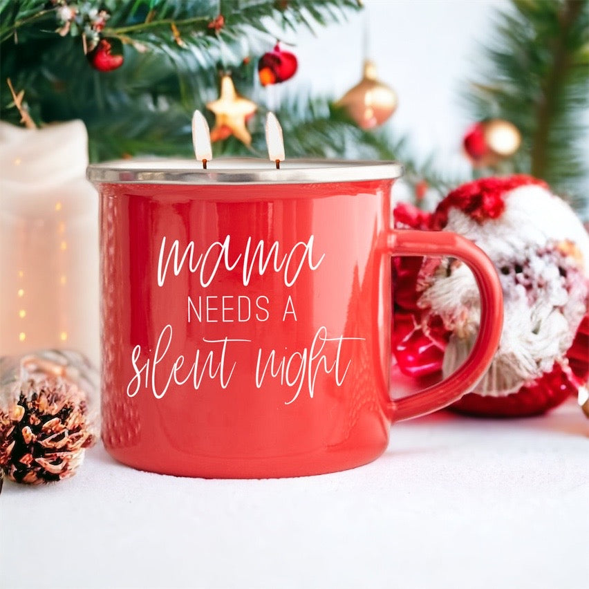 Holiday Candle Mug 16 oz – Reusable Red Metal Mug