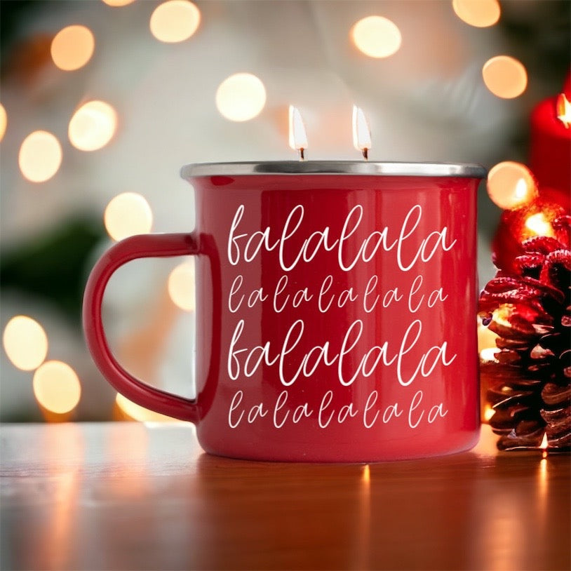 Holiday Candle Mug 16 oz – Reusable Red Metal Mug