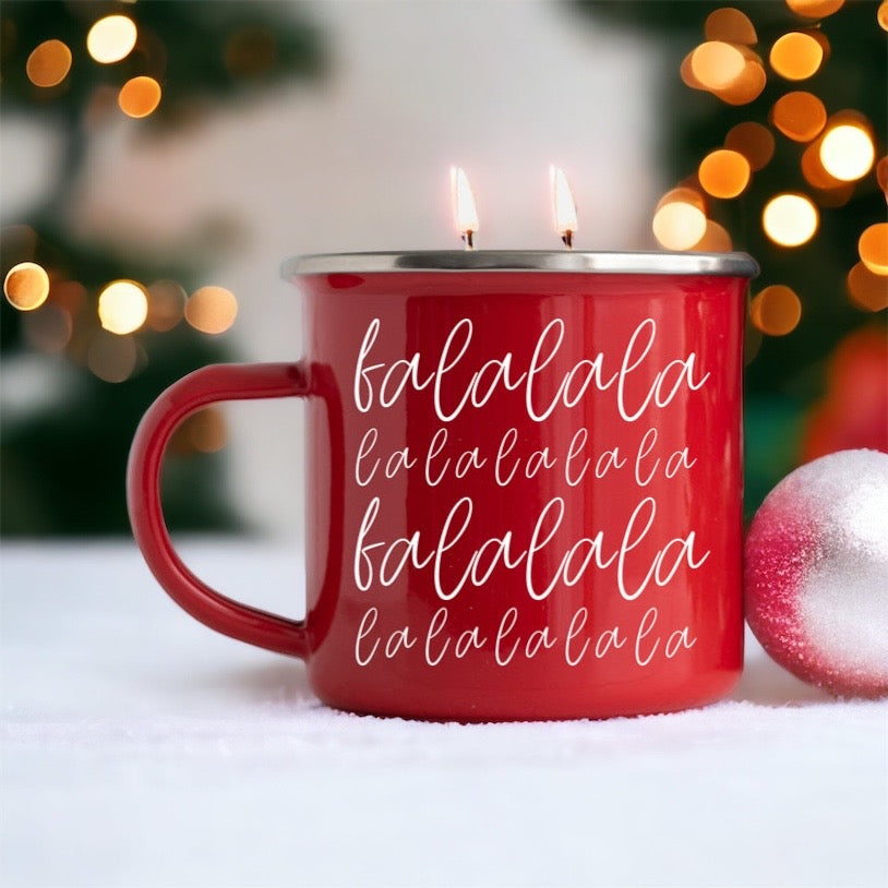 Holiday Candle Mug 16 oz – Reusable Red Metal Mug