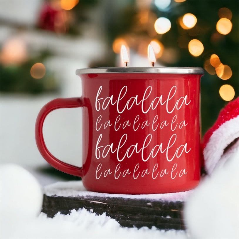 Holiday Candle Mug 16 oz – Reusable Red Metal Mug