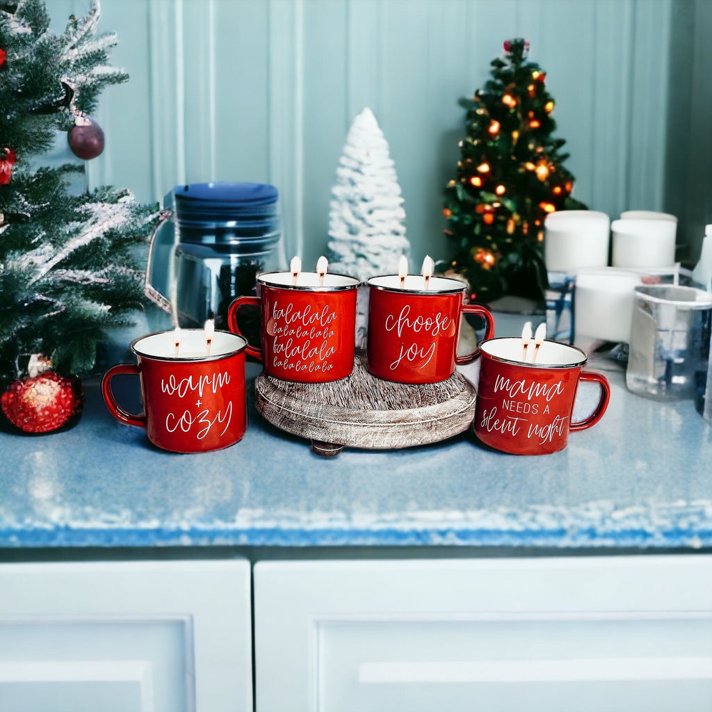 Holiday Candle Mug 16 oz – Reusable Red Metal Mug