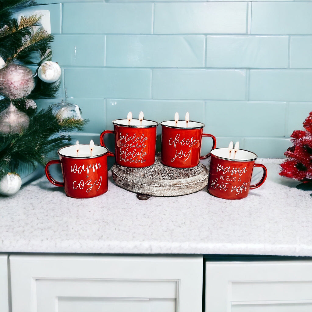 Holiday Candle Mug 16 oz – Reusable Red Metal Mug