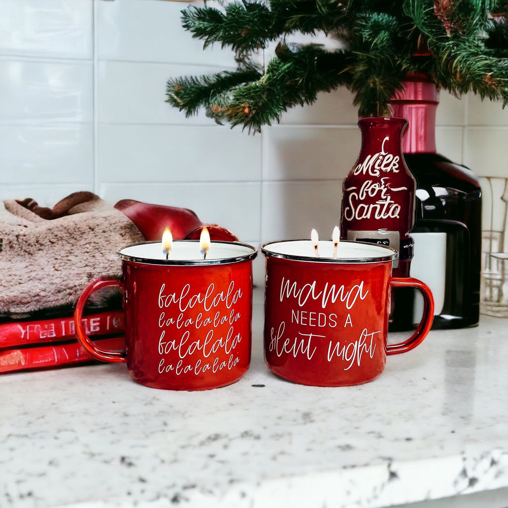 Holiday Candle Mug 16 oz – Reusable Red Metal Mug
