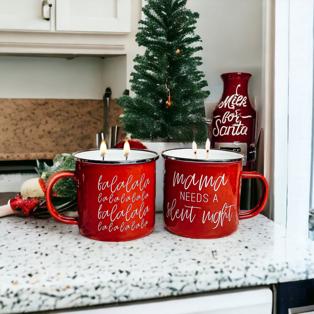 Holiday Candle Mug 16 oz – Reusable Red Metal Mug