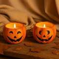 Jack-O'-Lantern Ceramic Candle Set – 2 Piece