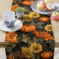 Autumn Harvest Pumpkin Linen Table Runner – Fall Thanksgiving