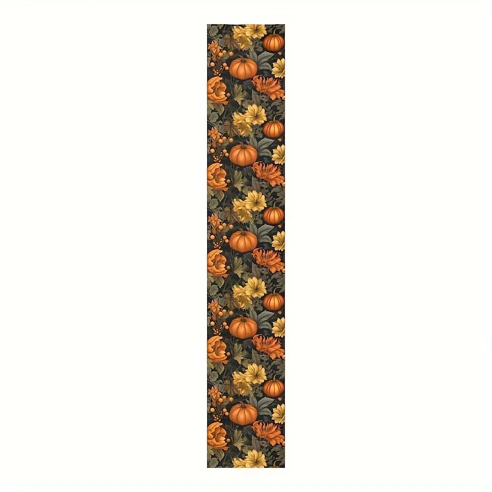 Autumn Harvest Pumpkin Linen Table Runner – Fall Thanksgiving