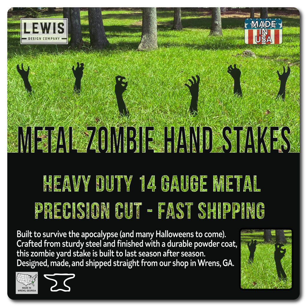 Zombie Hands Metal Yard Stakes – Halloween Lawn Decor Set